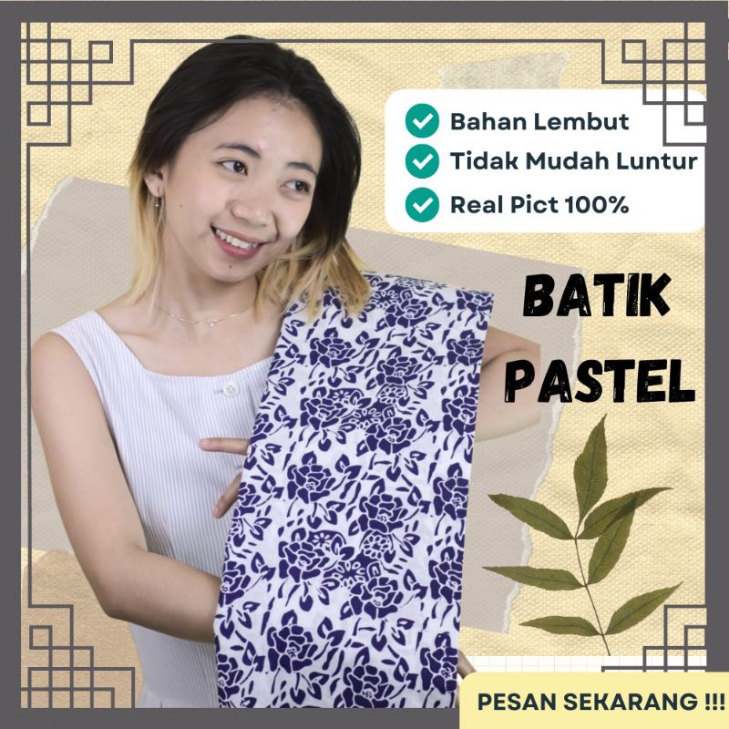 Kain Bahan Batik Meteran Pekalongan Premium Katun Solo Tulis Panjang Pastel Murah Cap Garutan