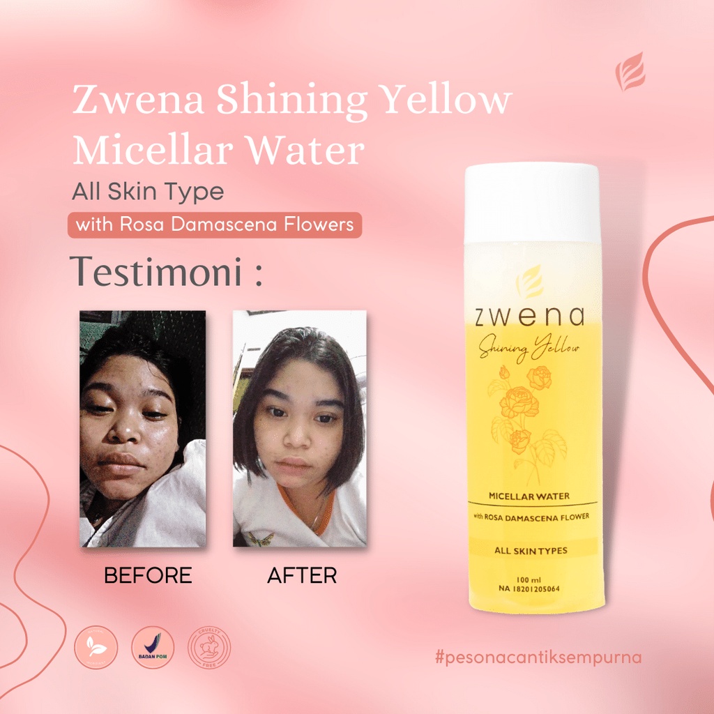 ZWENA Micellar Water with Rosa damascena Flower 100ml I Zwena Micelar water Pencerah Muka BPOM