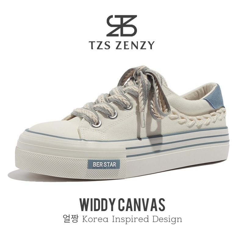 TZS Zenzy Widdy Canvas Korea Designed - Sepatu Canvas Comfy Wanita-Putih