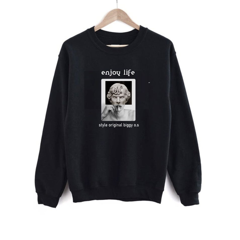 KRNCK - Crewneck Black Motif Simpel Pria dan Wanita Premium Quality seventy Nine