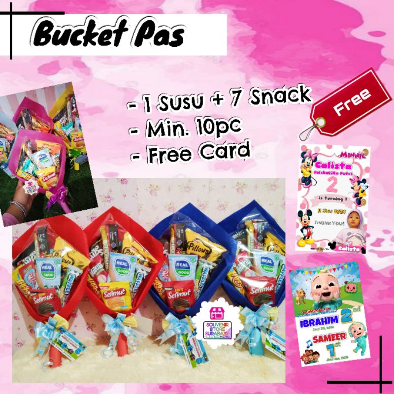 Bucket Snack / Bucket snack Ultah / Bingkisan Ultah Anak / Snack Ulang Tahun / Paket Ultah Surabaya buket milkita