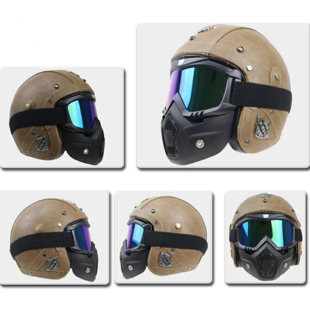 Kacamata Goggle Mask Motor Retro Kacamata Helm Pelindung Wajah