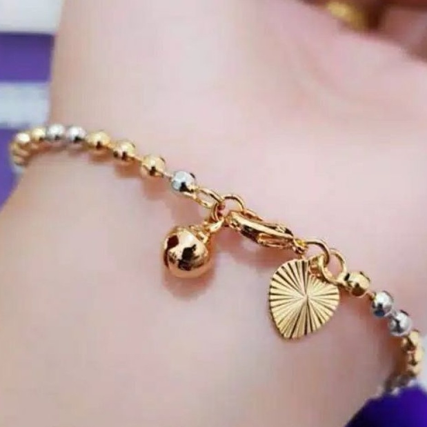 Gelang Tangan Rantai Kombinasi Biji Lada Besar Titanium