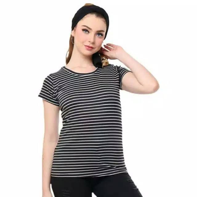 Stripe top tangan pendek