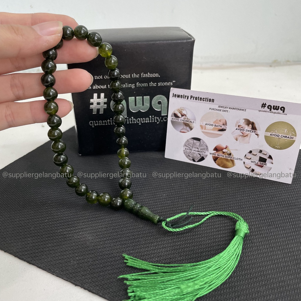 Tasbih tangan 33 butir black jade aceh batu alam natural original murah