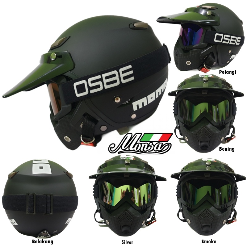 Helm Dewasa Retro Klasik Japstyle Shark Raw JPN MOMO Vintage Kacamata Goggle Mask Gogglemask Masker