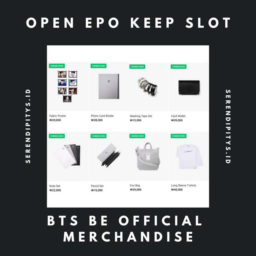 PO BTS BE ALBUM OFFICIAL MERCHANDISE PAJAMAS PHOTOCARD BINDER POSTER ECO BAG T-SHIRT KEYRING [DP PO]