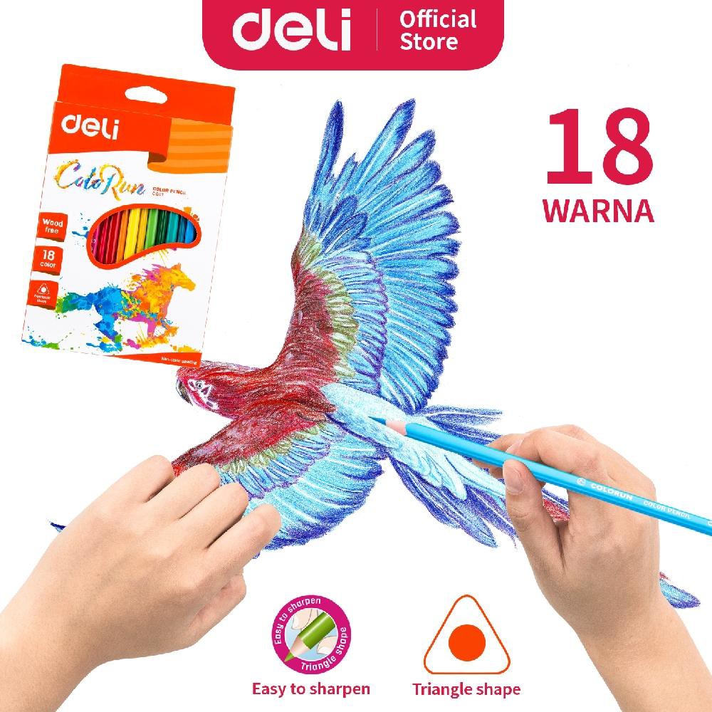 

eI1Code Deli Pensil Warna- Bentuk segitiga ergonomis Warna cerah 12/18/24 Warna cat tidak beracun EC