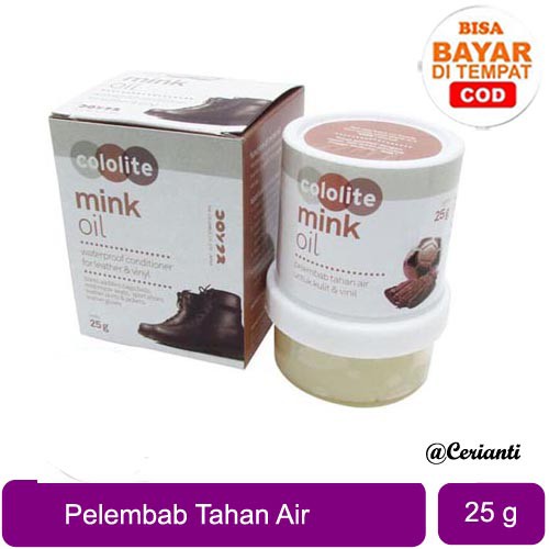 Cololite Mink Oil Pelembab Tahan Air Untuk Sepatu Kulit &amp; Vinil 25Gr