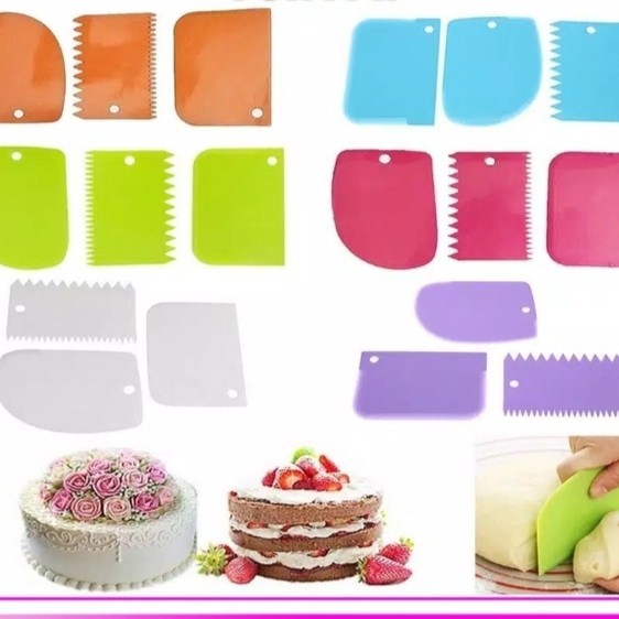Scraper Set 3 pc Alat Pemotong Adonan Penghias Kue Buttercream Fondant