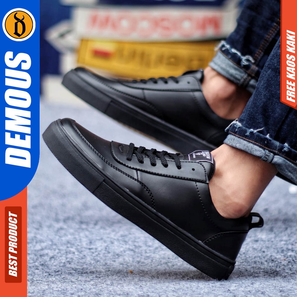 Demous Sepatu Kasual Pria Casual Sneakers Kulit Pu Kerja Hitam Coklat Rover