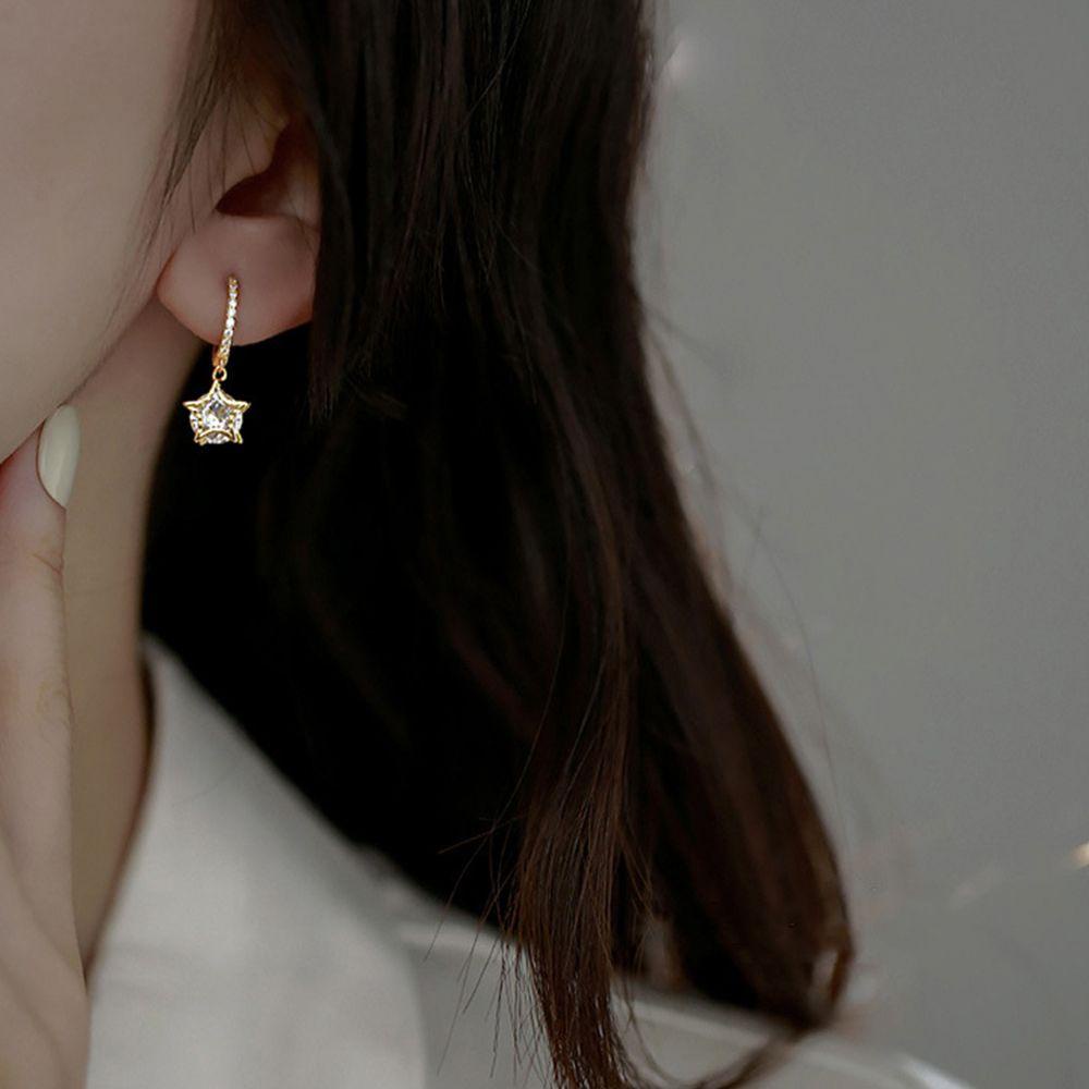 Mxbeauty Wanita Hoop Earrings Minoritas Kepribadian Pesta Berlian Imitasi Baroque Lady Star Pendant Earrings