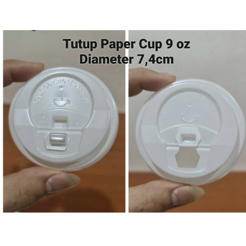 Lid/Tutupan Paper Cup 9 Oz / Hot Lid Paper Cup 9 Oz - Putih/ hitam @50pcs