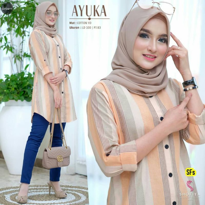 Tunik Salur Garis Katun Ayuka/Kiara New Model