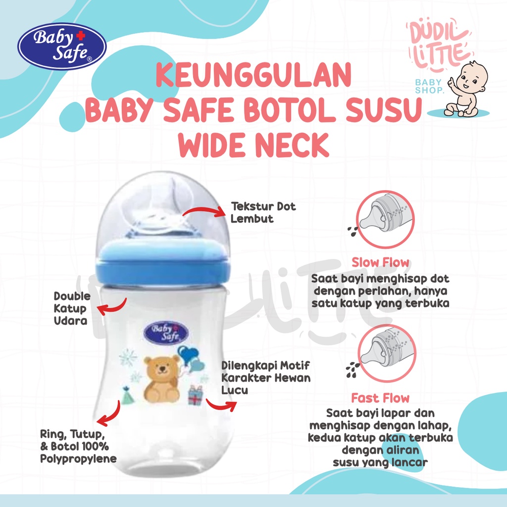 Botol Susu Baby Safe Wideneck WN04 150 ML WN05 250 ML Motif Hewan Lucu 100% Bergaransi COD