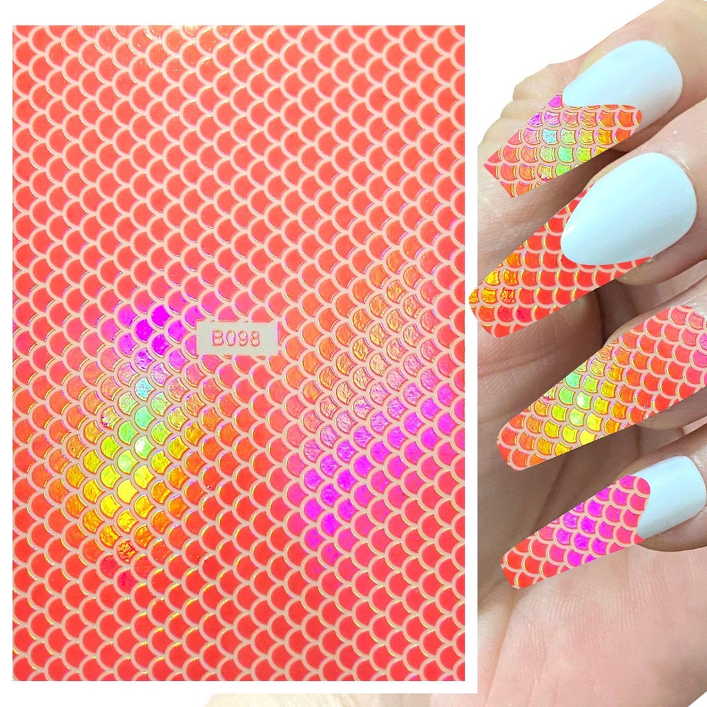MXBEAUTY 3d Nail Art Sticker Set 12pcs Fashion Hologram Garis Desain Kerut Laser Dekorasi Kuku Perekat Diri Melubangi Patch Kuku