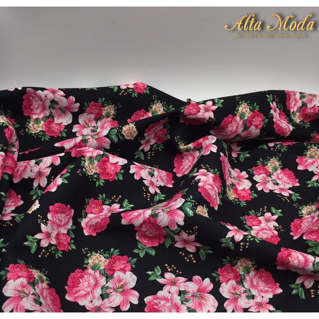 

Alta Moda Katun Motif Fancy Floral Pink - Black Kain Premium (0.5M)