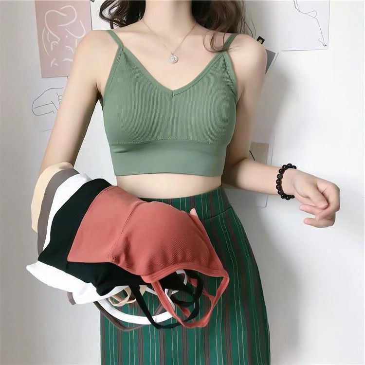 3SP | UW18 Bra Sport Push Up Gaya Korea Elastis Untuk Wanita Bra Bralette Push Up V-Neck Korea Tanpa Kawat