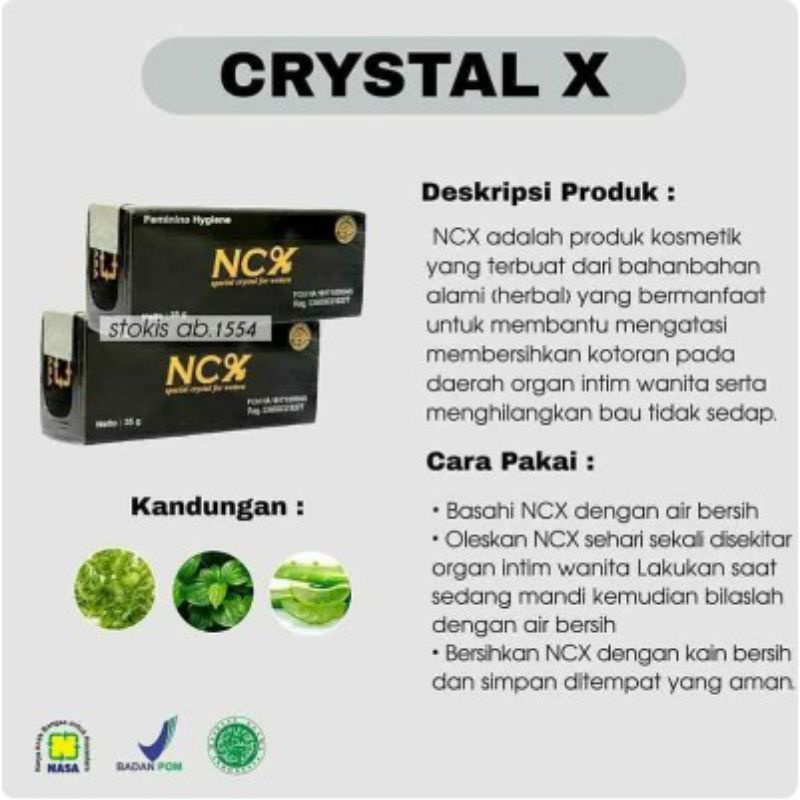 NCX CRYSTAL X OBAT KEPUTIHAN/ BAU TAK SEDAP /MERAPATKAN MISS V