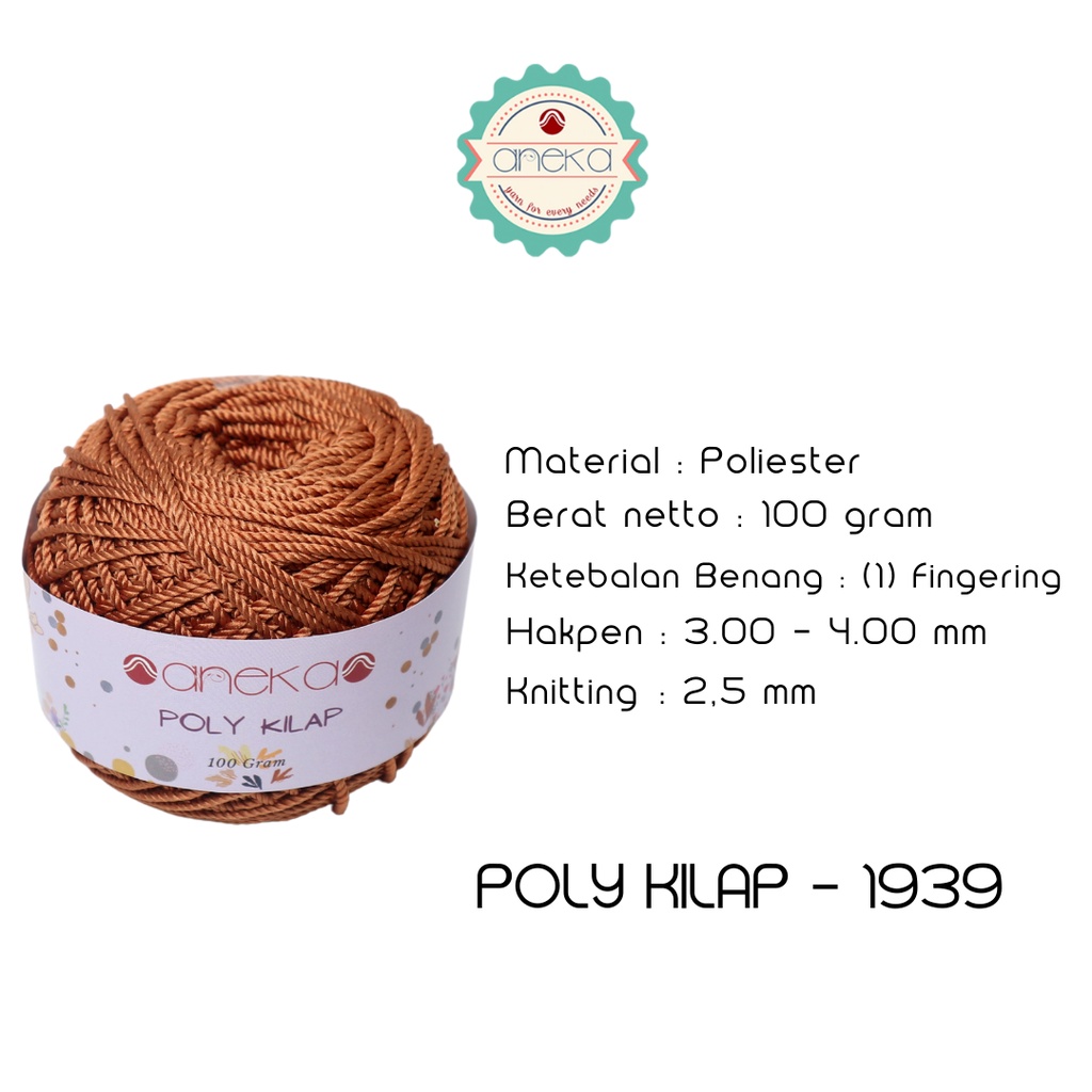 PREMIUM Benang Rajut Polyester/ Poliester / Poli Poly Kilap Warna - 1939