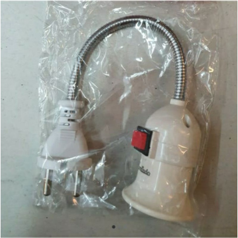 Fitting lampu E27 kabel flexible colokan ke listrik