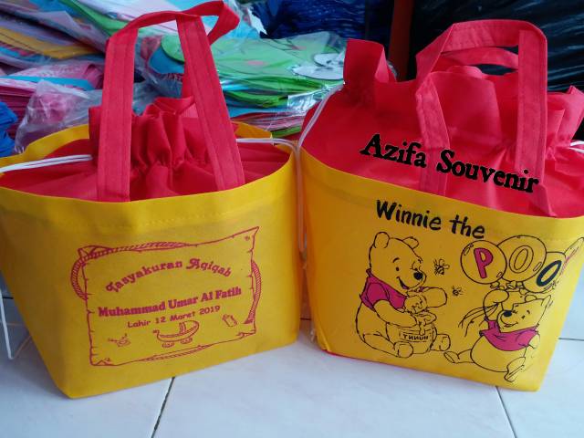 Tas Ultah / Goodie Bag Tas Souvenir Kado Ulang Tahun Anak murah Karakter Kartun model Serut-2