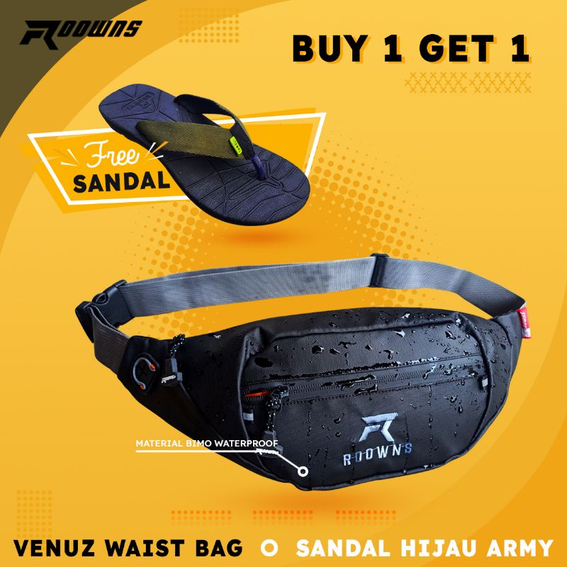 Tas Selempang Pria Wanita Waistbag Running Pria Wanita Slingbag Waterproof Free Sendal Gunung Jepit Venuz