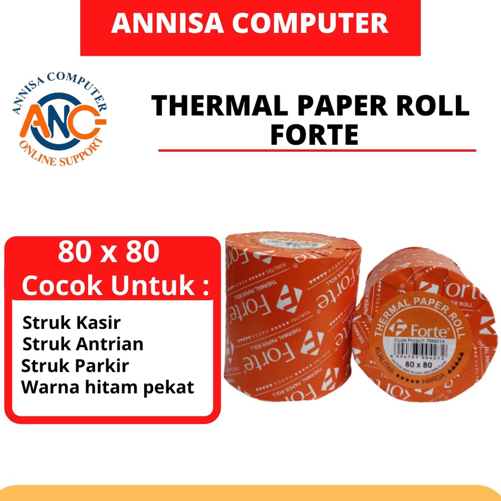 

KERTAS THERMAL Kertas Kasir / Struk ATM / Struk Parkir - FORTE 80 x 80