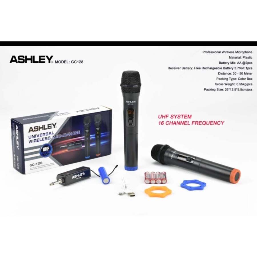 Mic Wireless Ashley GC128 Original GC 128 G C 128 handel terbaik
