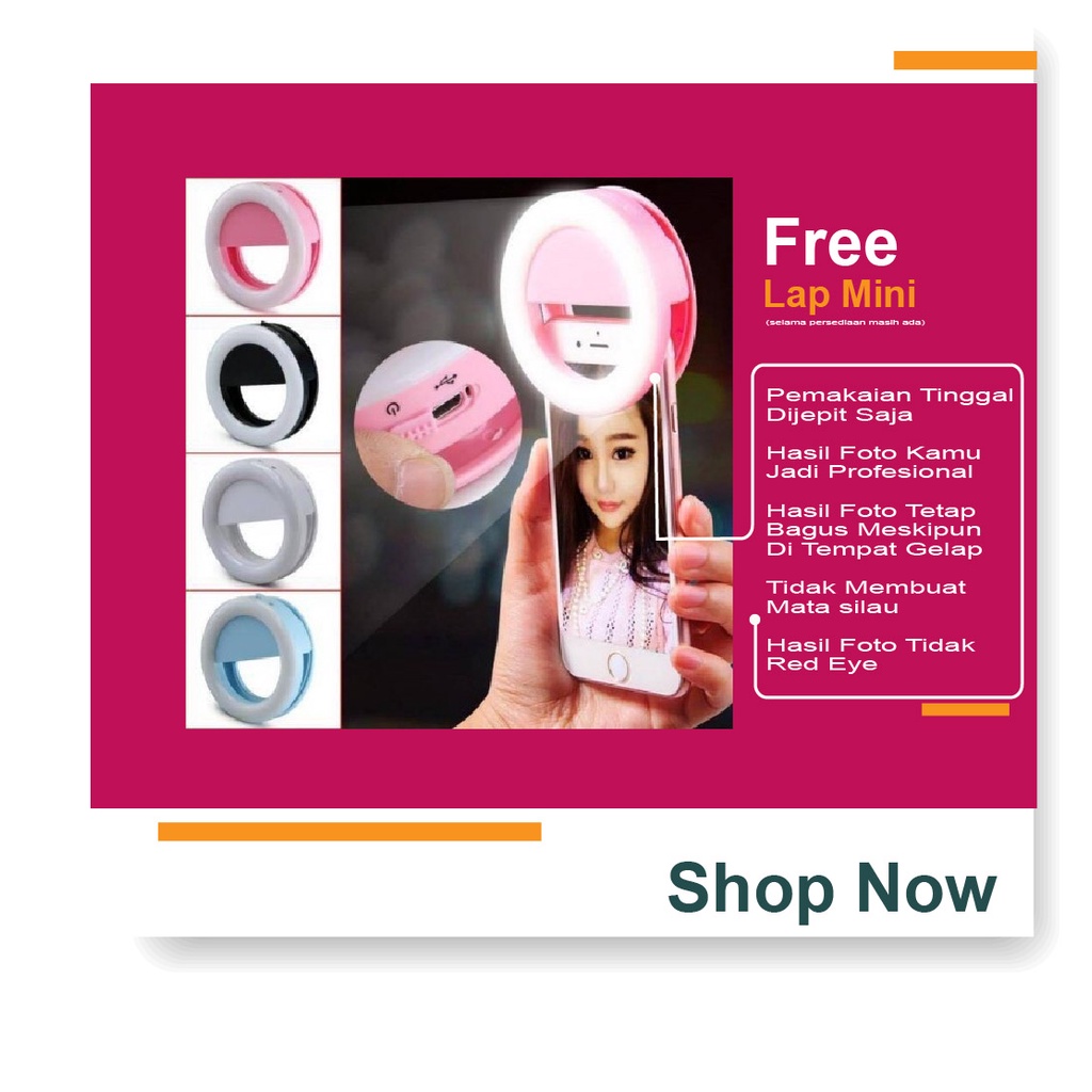 Lampu Selfie Ring Light LED Hp Mini Portable Tinggal Jepit di HP