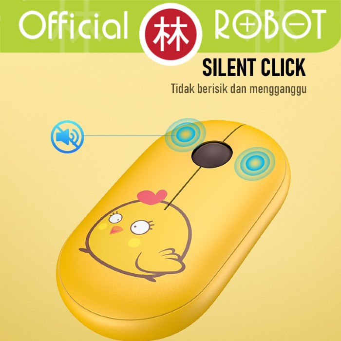 Robot M230 Wireless Mouse Silent Key Cherry Scroll Whell Motif Lucu