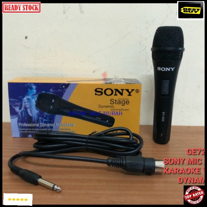 G72 Sony Mic mik kabel Microphone cable karaoke vocal vokal audio sound system pengeras suara pro profesional mikrophone dynamic G72   Bisa ke segala jenis sound audio  Bahan dari PVC  1 mic 3- 4 meter kabel mic Suara bagus jernih dan empuk Sangat cocok u