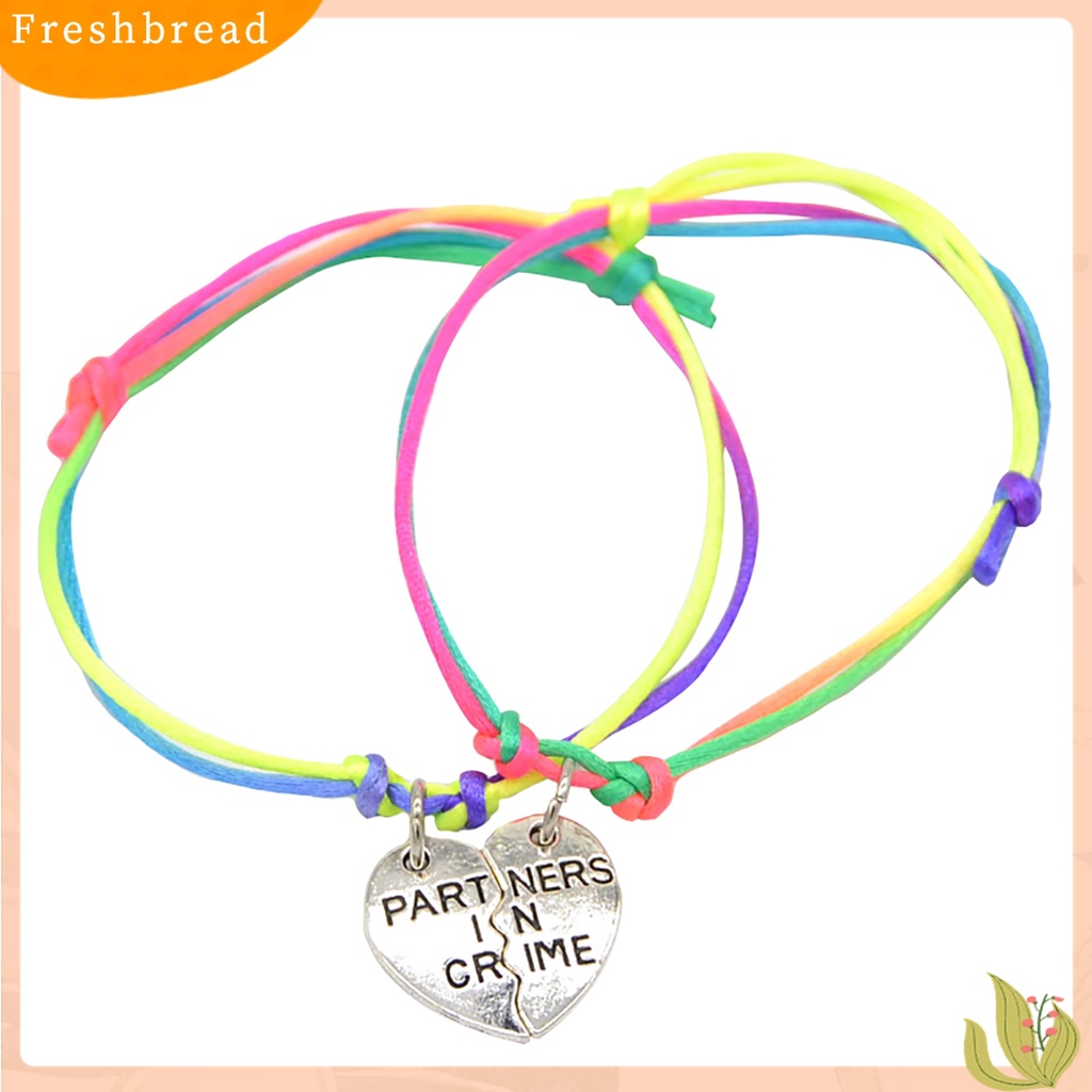 ?Fresh?? 2Pcs Gelang Tangan Wanita Model Kembaran Liontin Hati Ukiran Huruf Best Friends