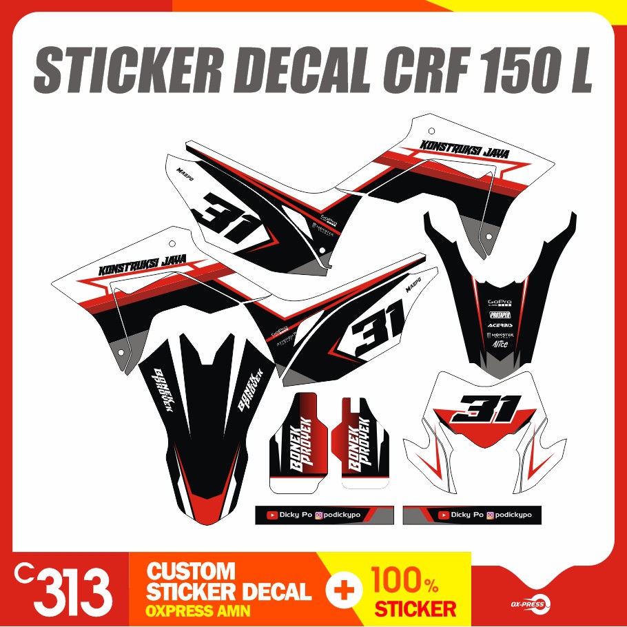 Stiker Striping Decal CRF 150 L Custom Sticker Motor  (17)