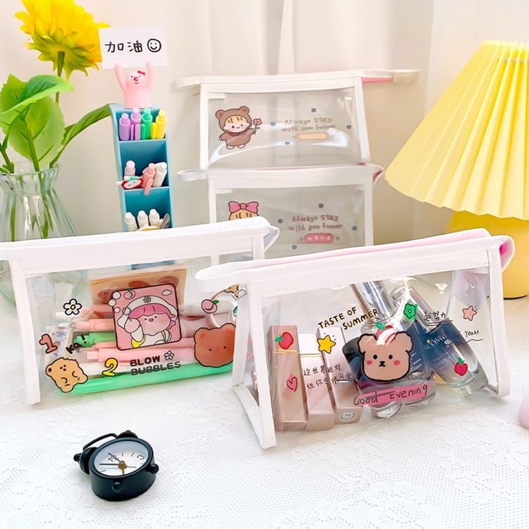

TGS - Tempat Pensil Bahan Pvc kawai Transparan Kapasitas Besar Dengan Resleting Untuk Pelajar Murah