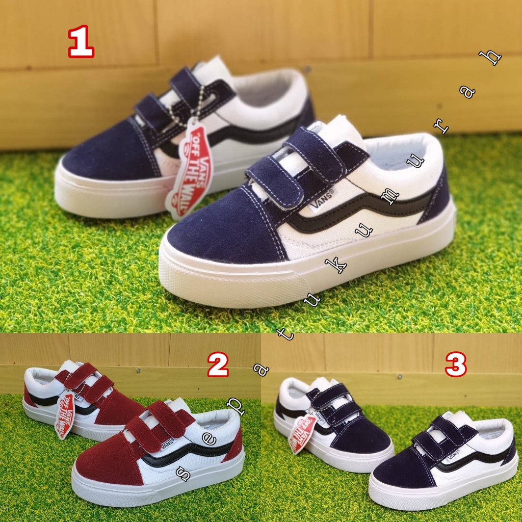 SEPATU ANAK VANS OLDSKOOL KIDS FASHION PUTIH LIST NAVY MAROON DAN HITAM