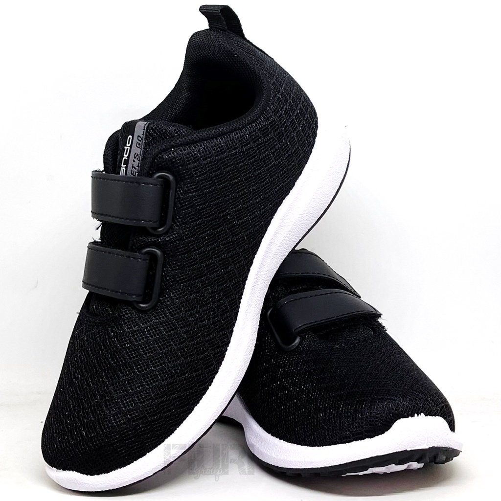 FIURI - ANDO ORIGINAL -  BSC 21 PEREKAT 29-38 HITAM PUTIH - SEPATU SNEAKERS KANVAS SOL KARET ANAK KECIL PEREMPUAN LAKI-LAKI - SEPATU KETS LUCU FASHION TRENDY - SEPATU SEKOLAH PAUD TK SD KRETEKAN PEREKAT CEWEK COWOK MURAH PROMO DISKON BONUS KAOS KAKI