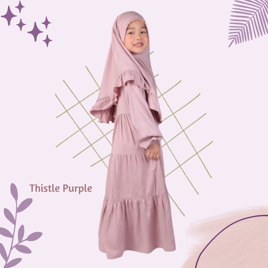 Set Gamis Rayya Anak Usia 1 Sampai 2 Tahun Bahan Ryon Twill Adem Thistle