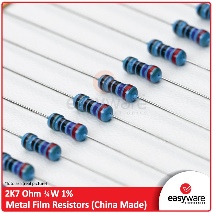 Resistor 2K7 Ohm 1/4W 1% Metal Film Resistor 2K7 Axial 0.25 Watt