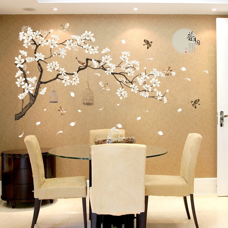 Reliza Wall Sticker Sangkar Sakura Gugur Pemandangan Chinese Cage SK2022 Stiker Dinding