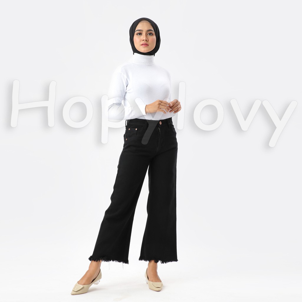 Hopylovy Celana Kulot Jeans Wanita | Celana Jeans Kulot Wanita | Celana Boyfriend Kulot Jeans Kenzie