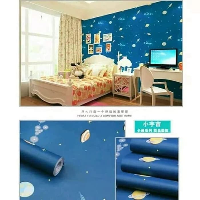 Wallpaper Sticker Dinding Motif Planet Ukuran 10 meter x  45 cm