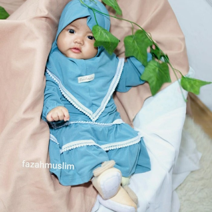 Set Baju Gamis Anak Bayi Zhavira Perempuan Cewek 0 6 12 Bulan 1 2 ED233 Gamis Bayi Baju Muslim Bayi