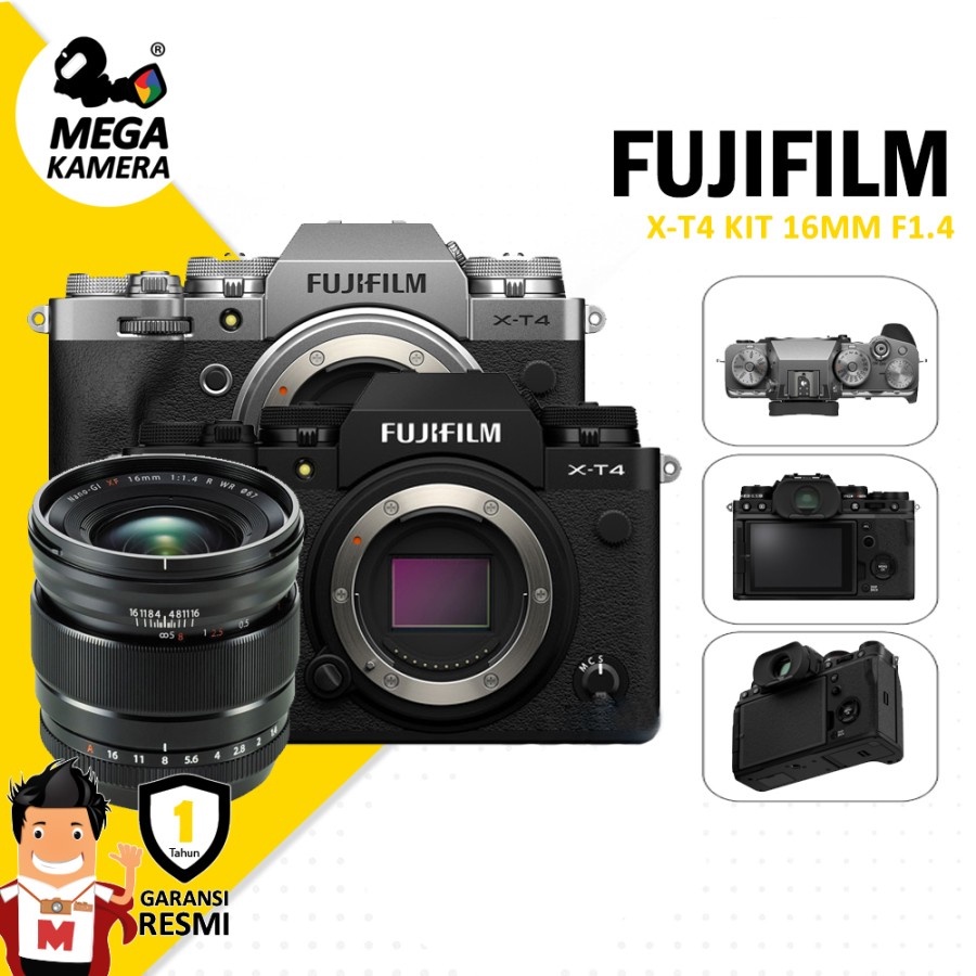 FUJIFILM X-T4 Kit Lensa XF 16mm F1.4 Mirrorless Camera - Garansi Resmi XT4