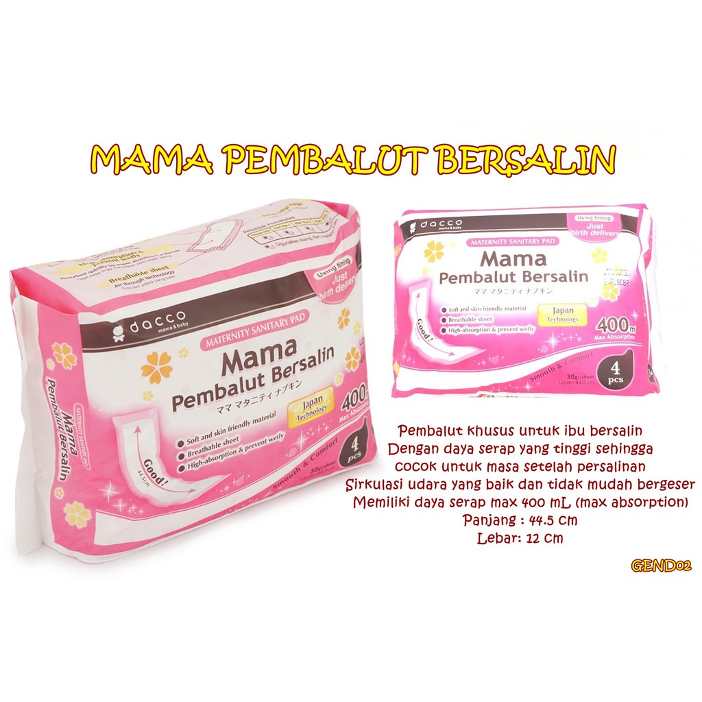 GEND02 MAMA PEMBALUT BERSALIN ISI 4 PCS exp 01/2025