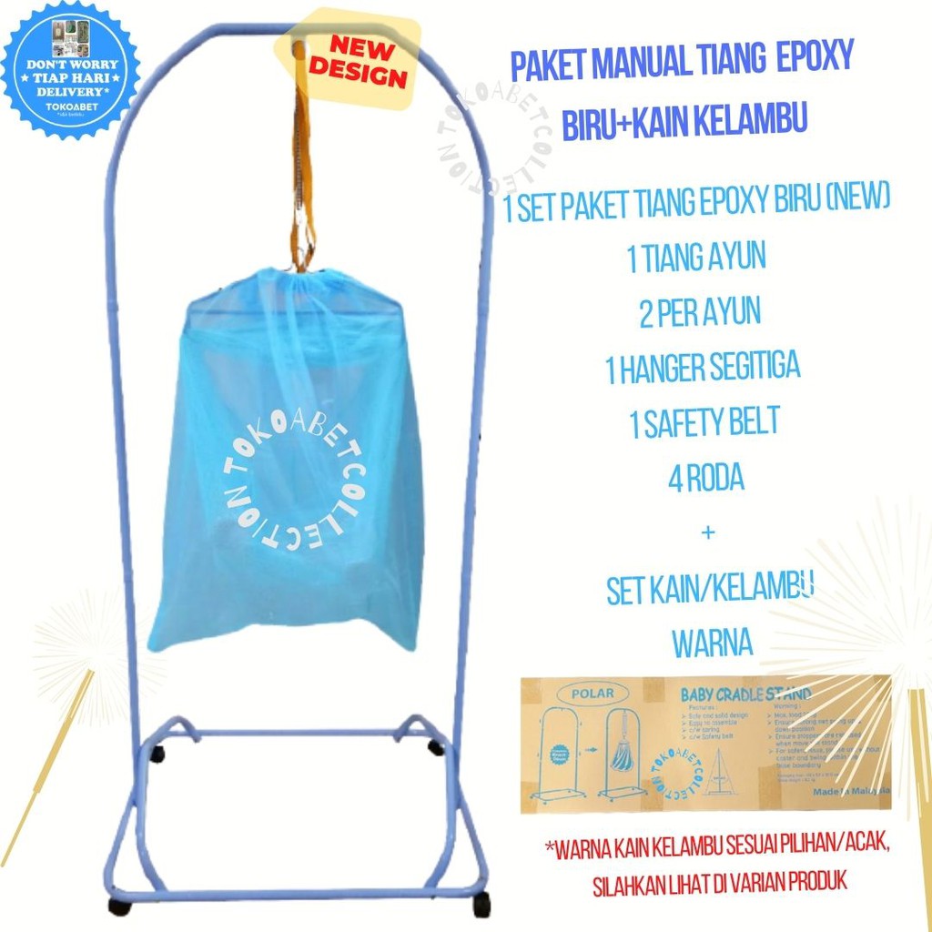 PAKET MANUAL Tiang Ayunan Portable EPOXY NEW DESIGN POLAR dan Kain Kelambu Ayunan#TOKOABET