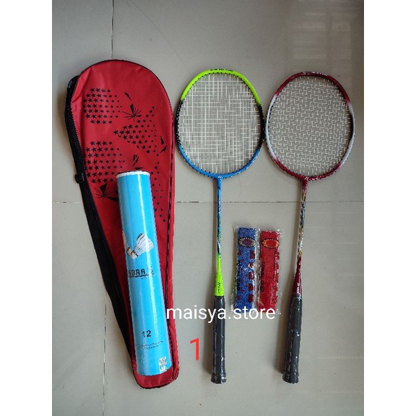 Jual Raket Badminton Paket Lengkap Raket Tas Slop Shuttlecock Bonus Grip Shopee