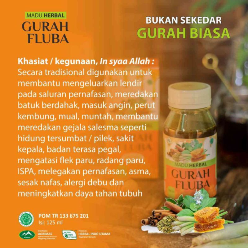 MADU HERBAL GURAH FLUBA 125ml Agrimas - UNTUK BATUK BERDAHAK SALESMA HIDUNG TERSUMBAT PILEK-5