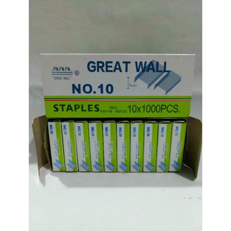 

Isi Stapler Refill Staples GREAT WALL No. 10 harga ecer per pak kecil