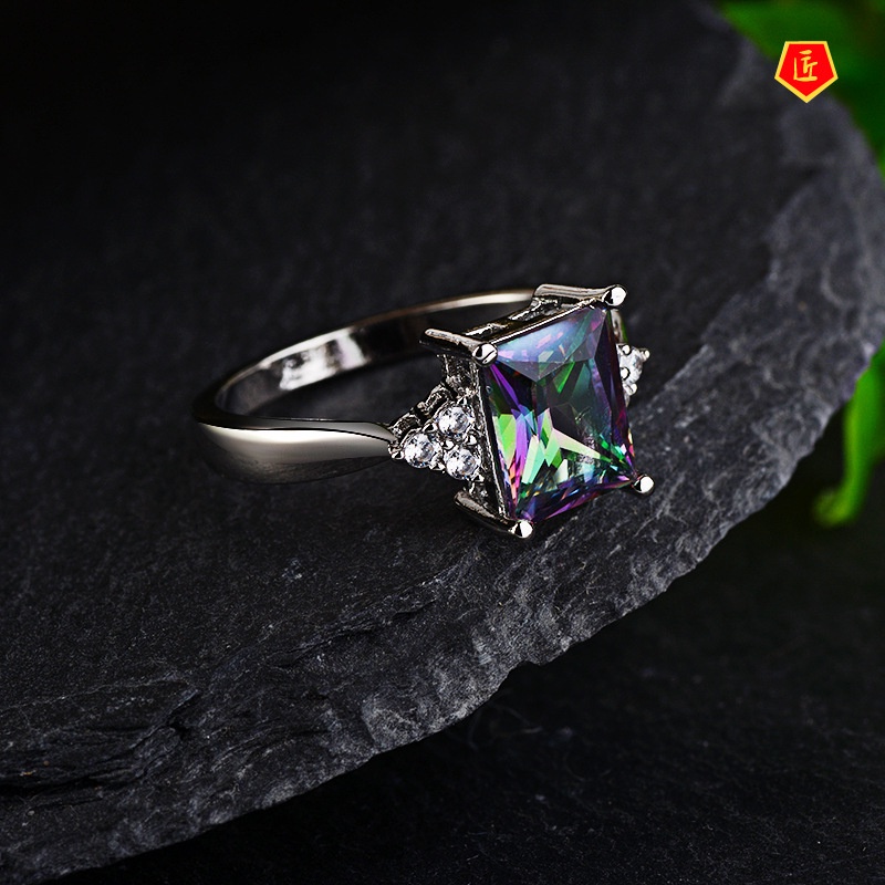 [Ready Stock]Creative Personality Inlaid Colored Gem Ring